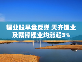 锂业股早盘反弹 天齐锂业及赣锋锂业均涨超3%