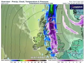 冰雪地图显示750英里的北极炸弹将在两周内覆盖整个国家