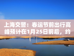 上海交警：春运节前出行高峰预计在1月25日前后，约100万人次/日