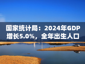 国家统计局：2024年GDP增长5.0%，全年出生人口954万人