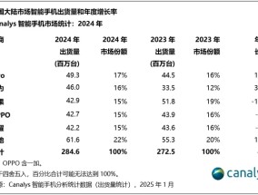 2024年中国智能手机出货量榜单出炉：vivo第一，华为第二