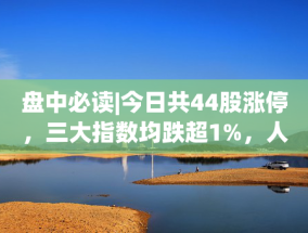 盘中必读|今日共44股涨停，三大指数均跌超1%，人形机器人逆势大涨